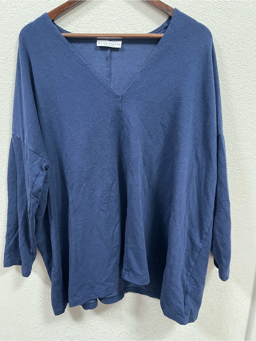 Bryn Walker made in USA Navy V-Neck Long Sleeve top one size